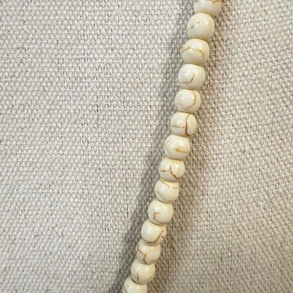 Leather Tassel and Stone Bead Necklace Mala Adjustable - Picture 4 of 7